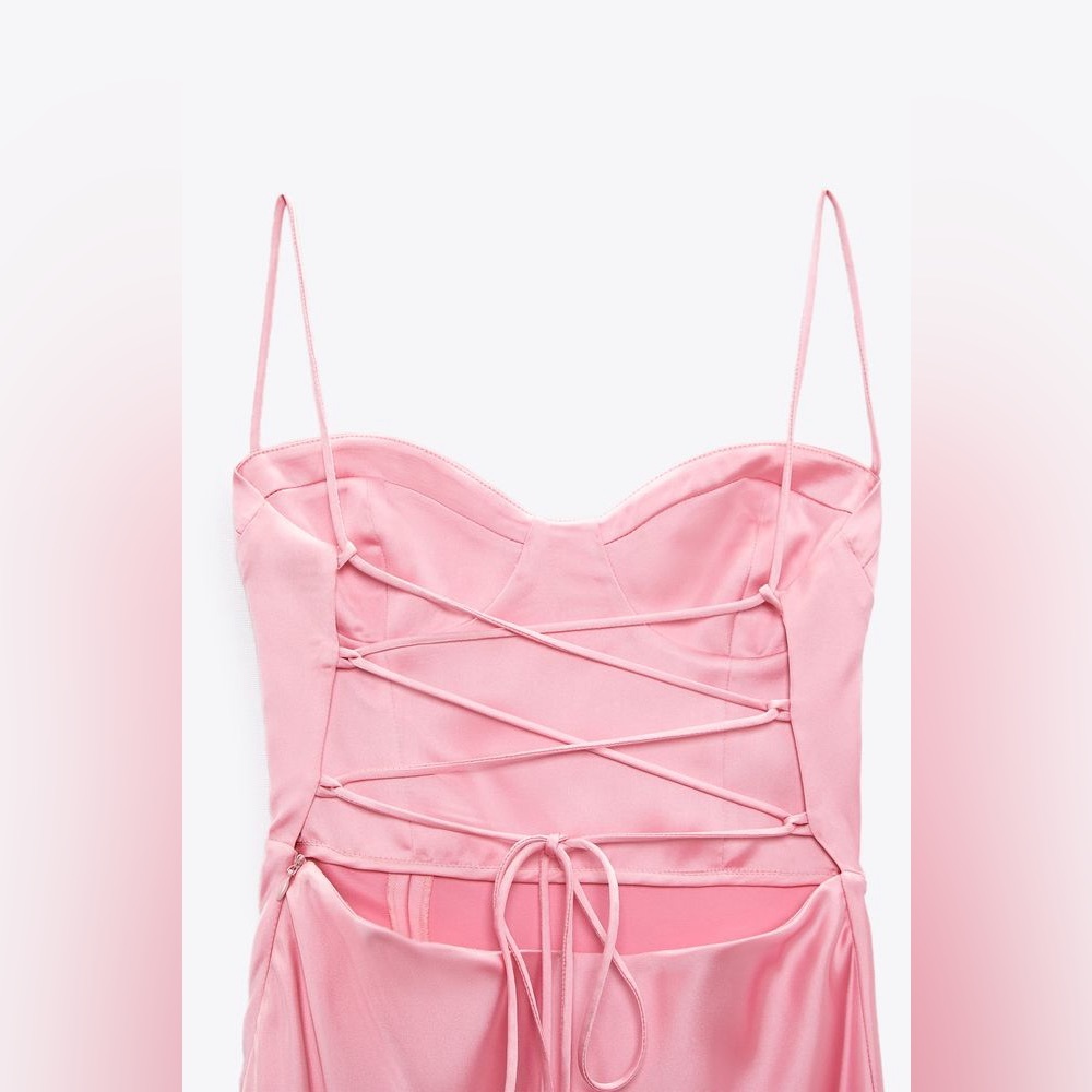 Zara dress satin effect corset party coctail midi dress - Picture 15 of 16